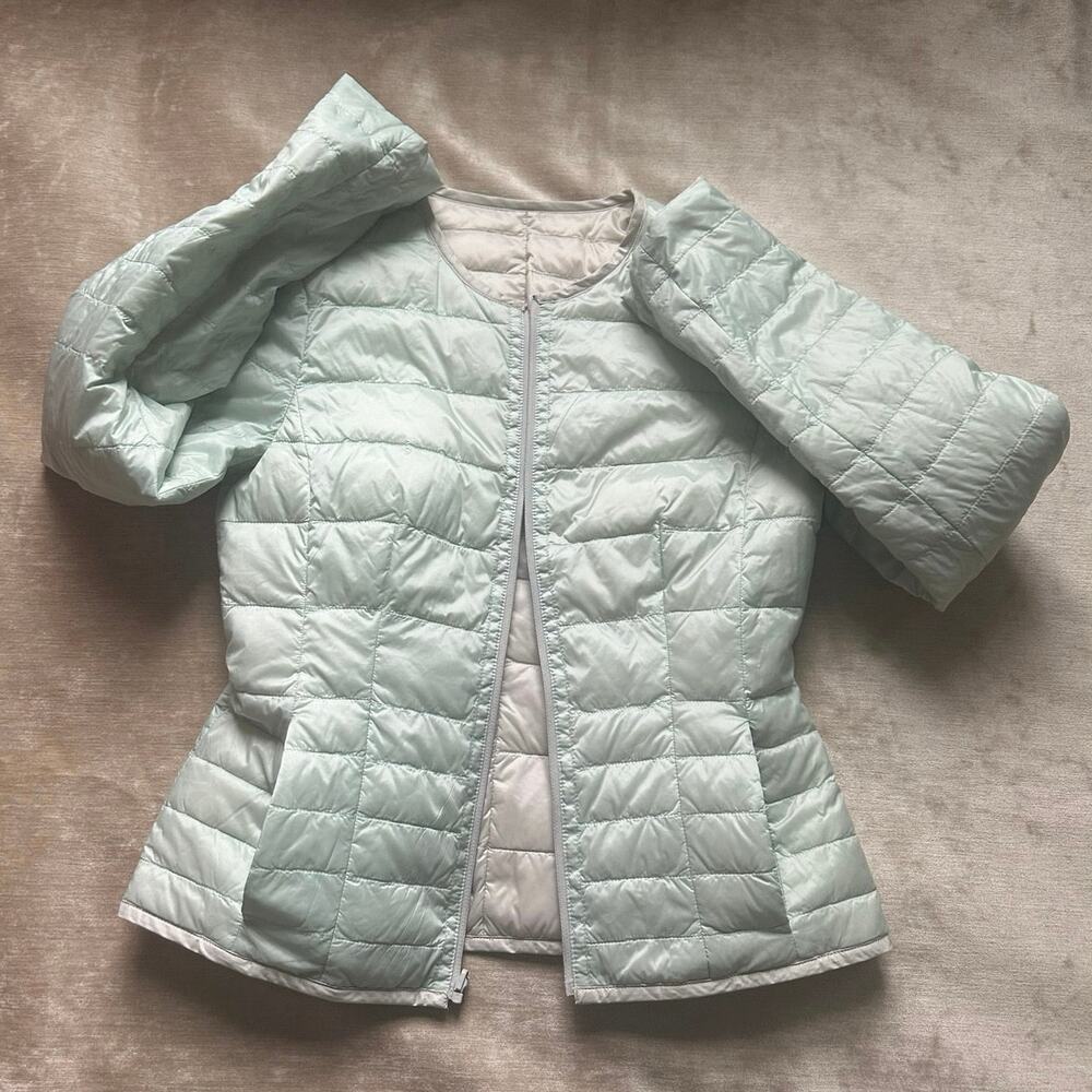 Hugo Boss woman Packable Lightweight Puffer down Jacket sage green gray white xs
